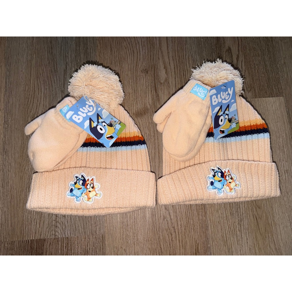 Twin boy beanie and mitten winter set